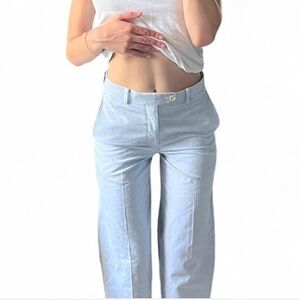 Blue and white pinstriped seersucker  trousers